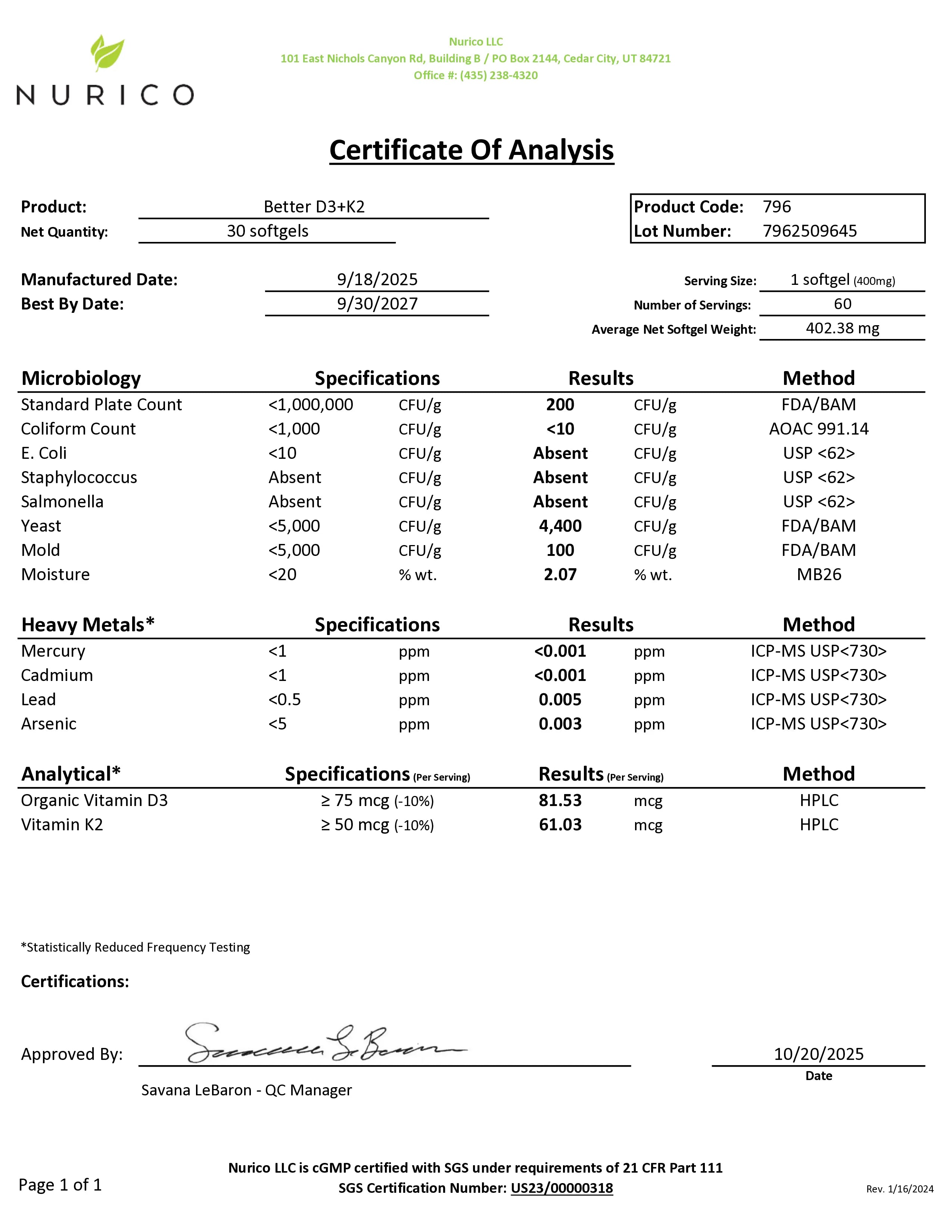 Oganics Ocean Better D3 + K2