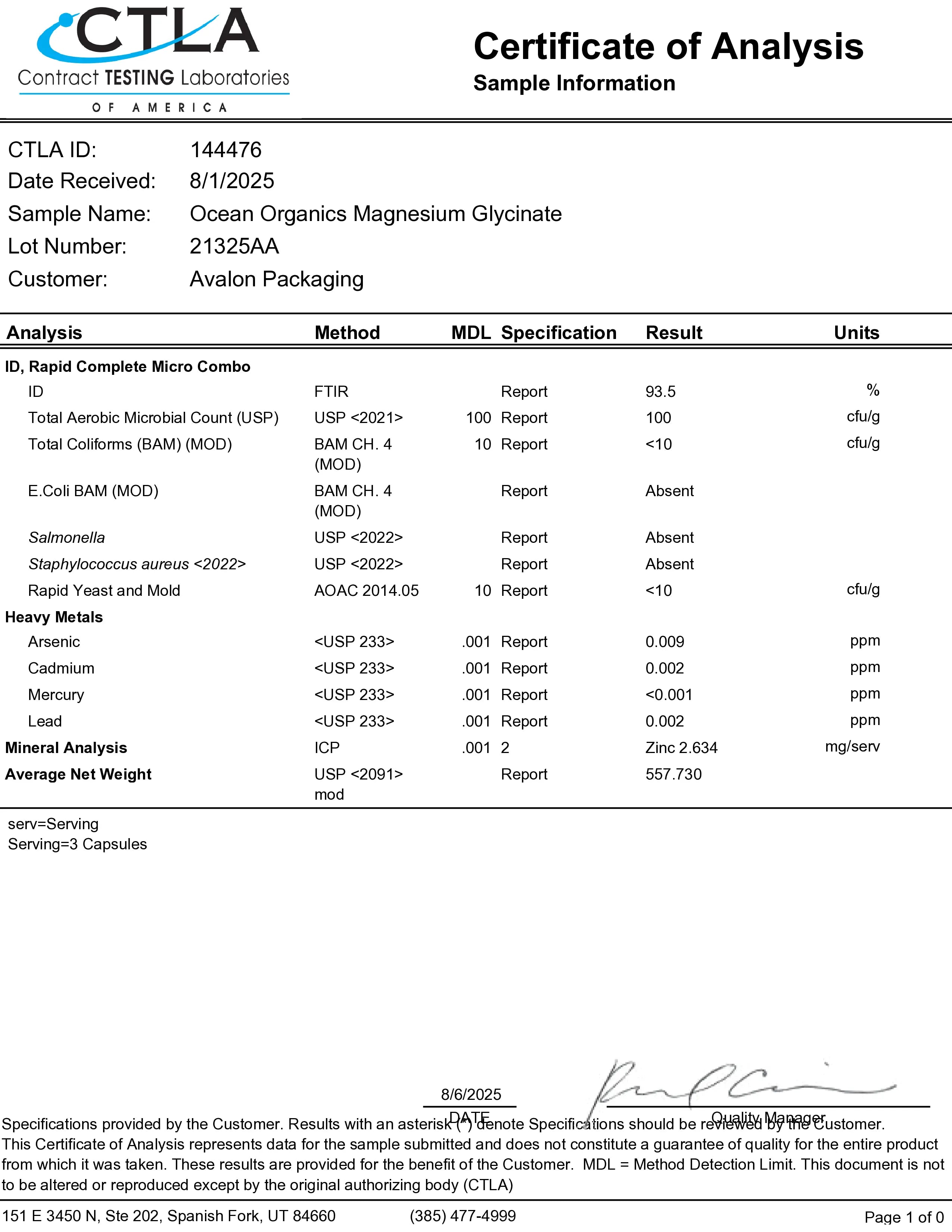Oganics Ocean Magnesium Glycinate