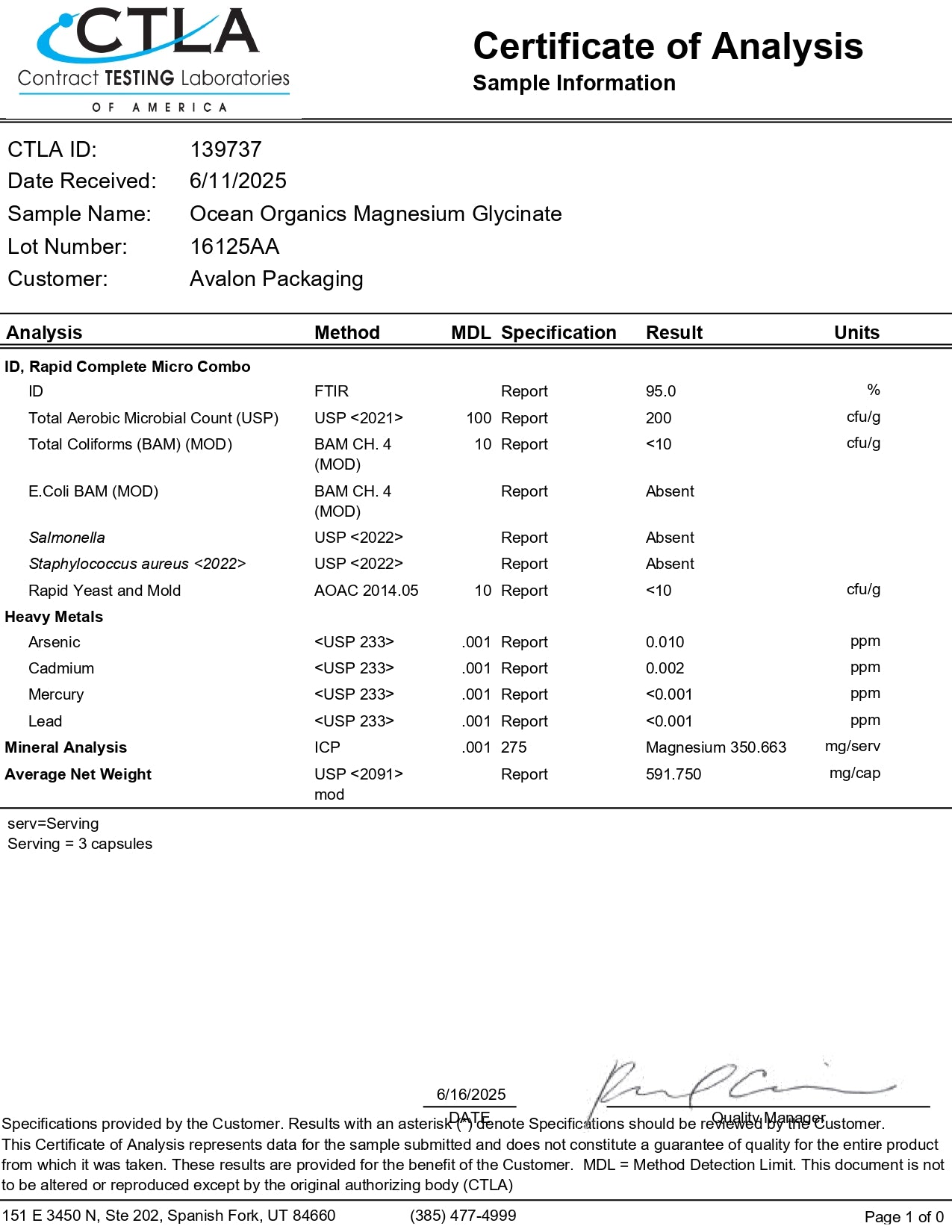 Oganics Ocean Magnesium Glycinate