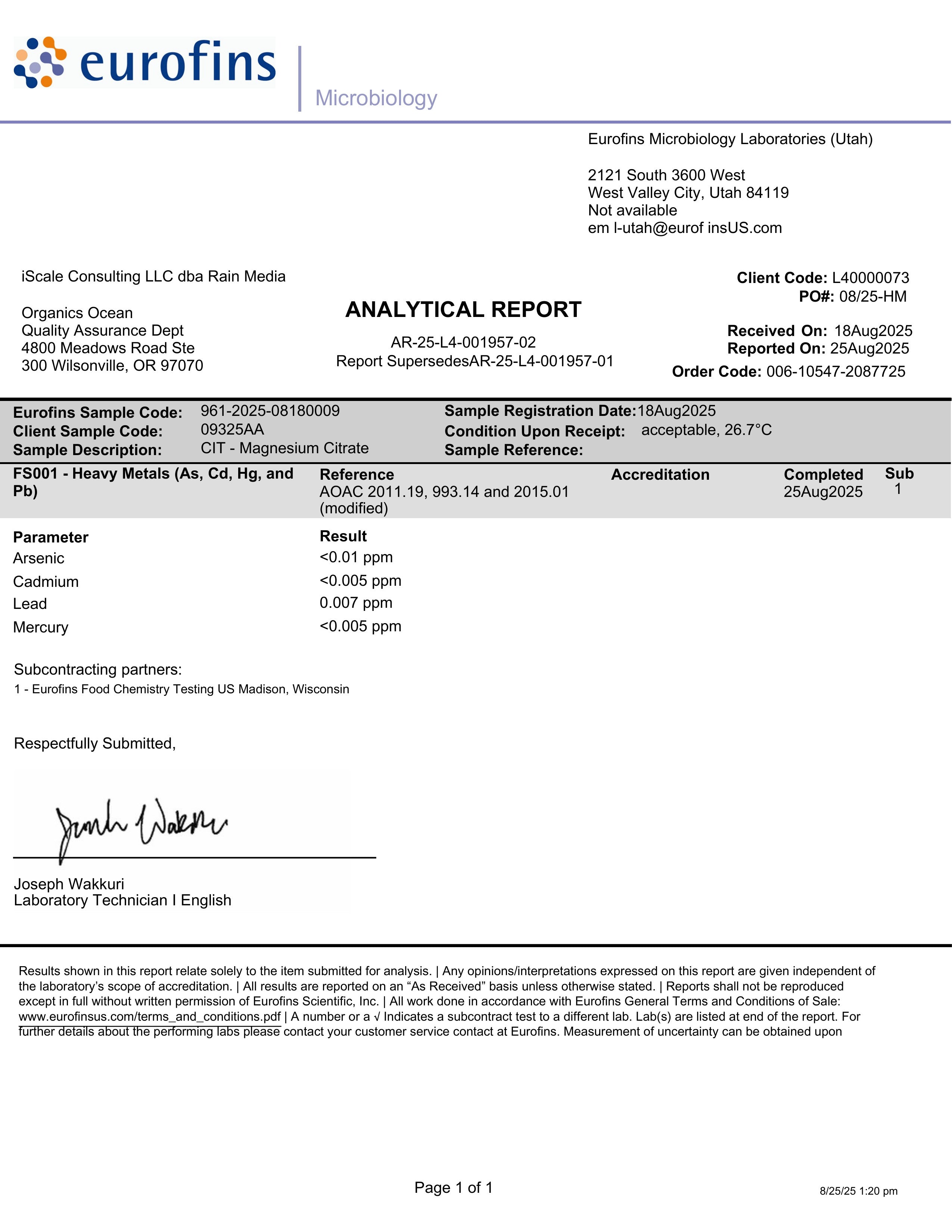 Oganics Ocean Real Magnesium Citrate