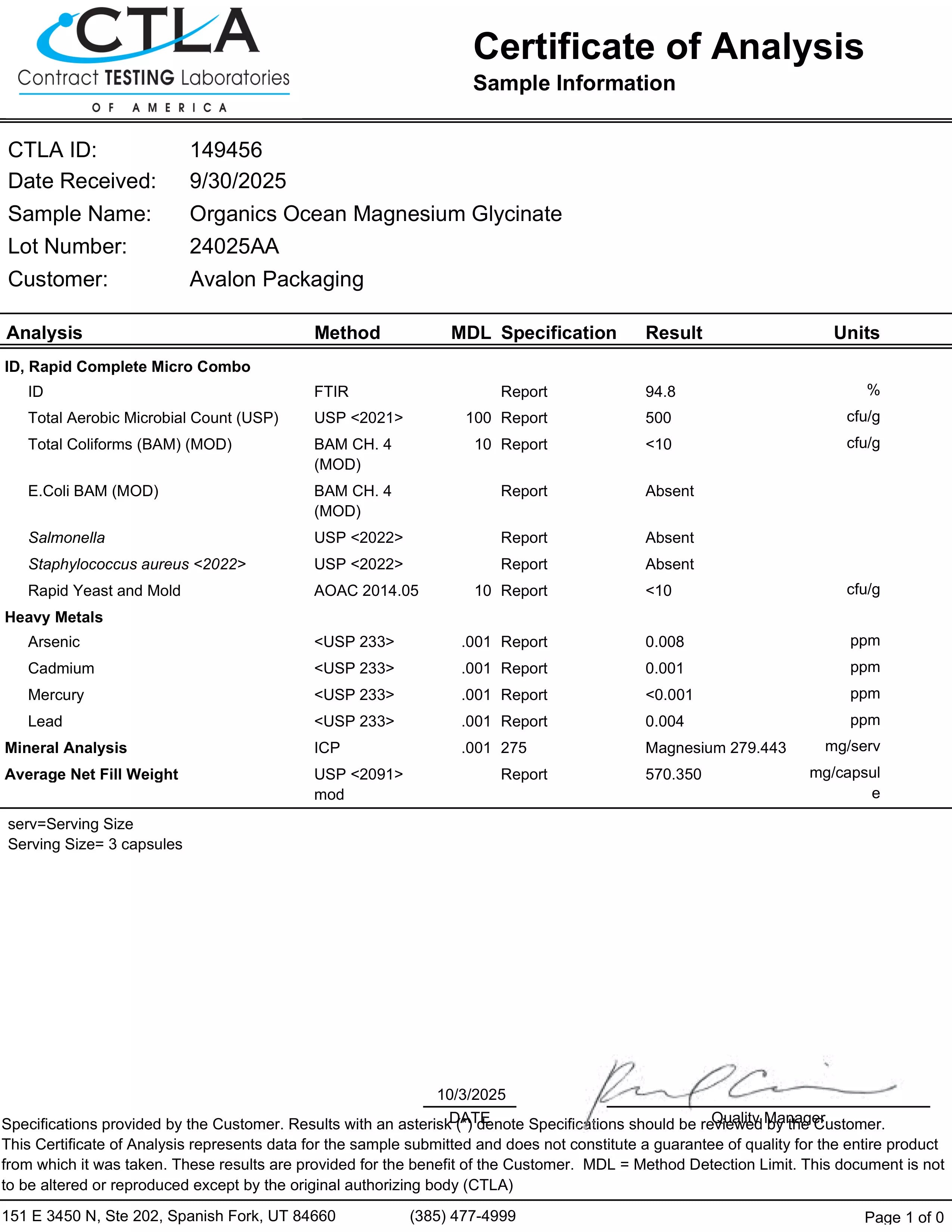 Oganics Ocean Magnesium Glycinate