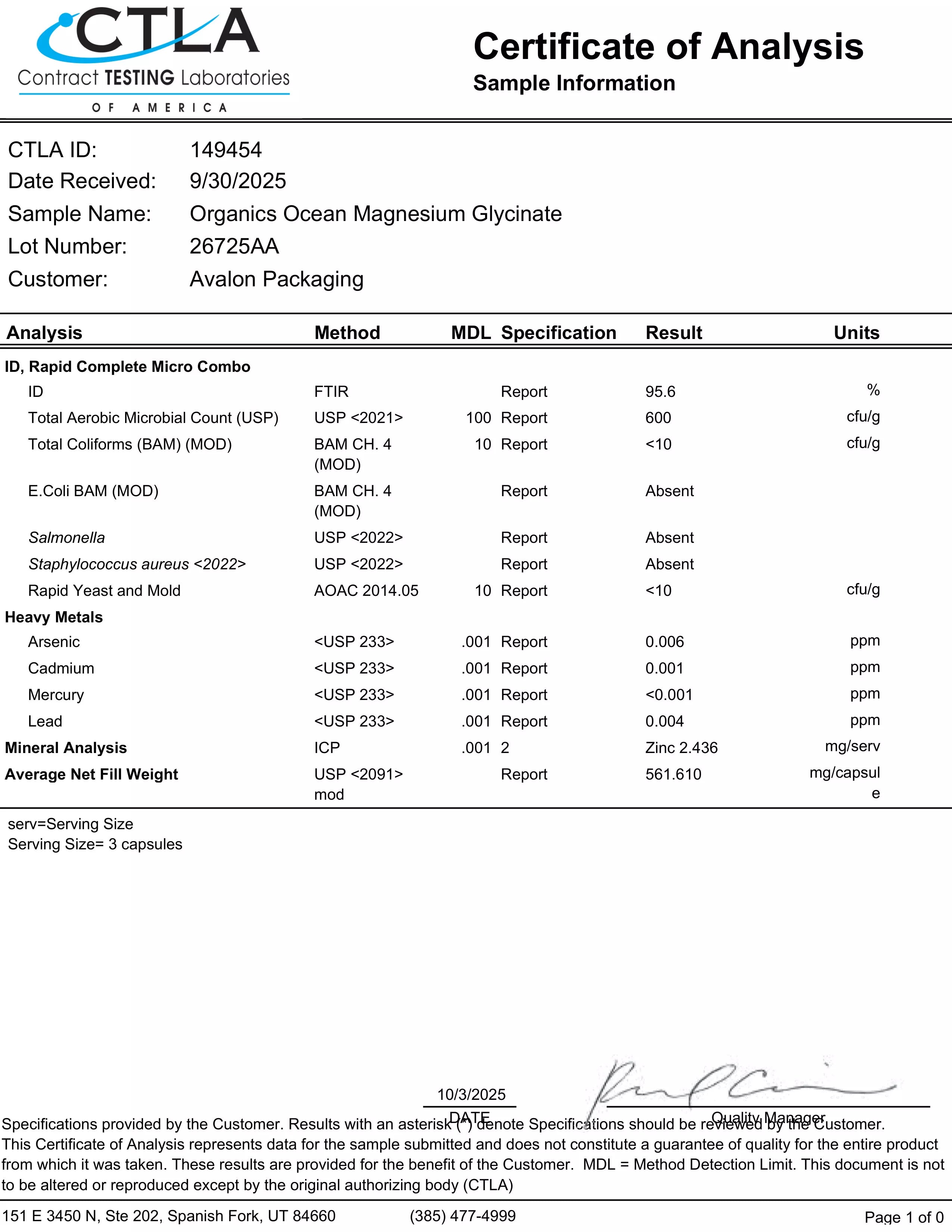 Oganics Ocean Magnesium Glycinate