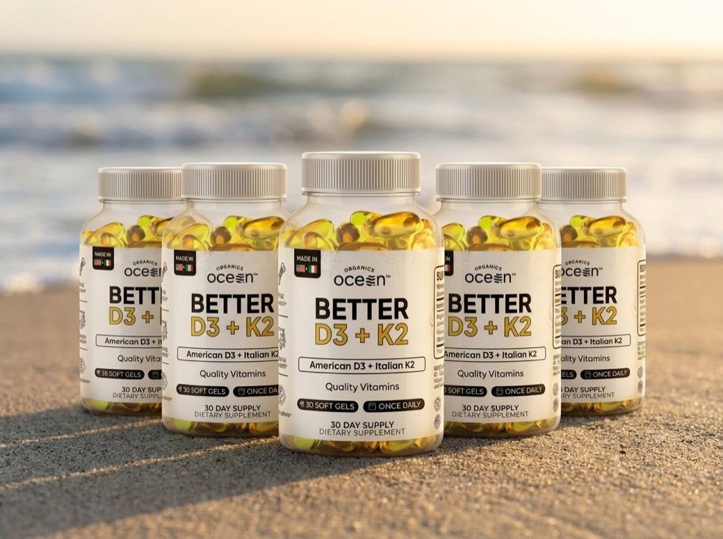 Better D3 + K2 bottles on the beach