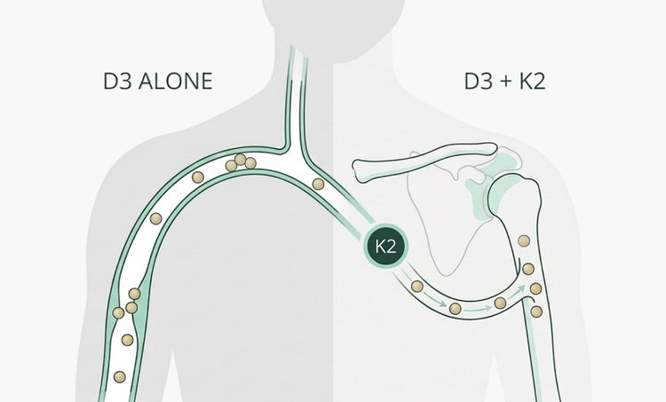 Calcium building up in an artery with D3 alone, and K2 directing it to the bones with D3 + K2